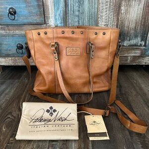 PATRICIA NASH TAN CAVA TOTE CROSSBODY DISTRESSED